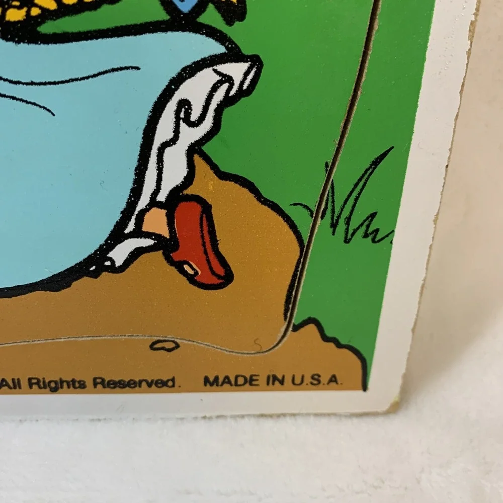 Vintage 1987 Playskool Jack & Jill #386-02 Wooden Inlaid 4 Piece Puzzle tray‎